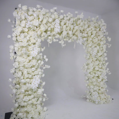 White Fabric Artificial Flower Wall Arch Wedding Birthday Party Decoration-ubackdrop