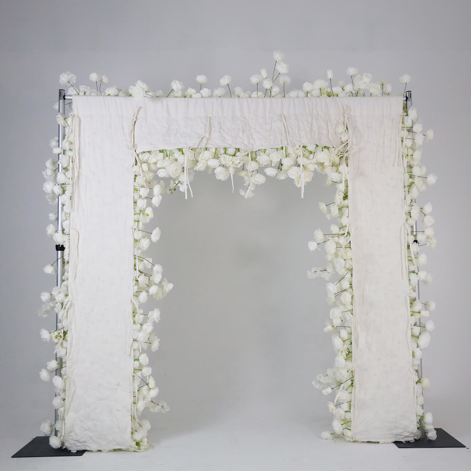White Fabric Artificial Flower Wall Arch Wedding Birthday Party Decoration-ubackdrop