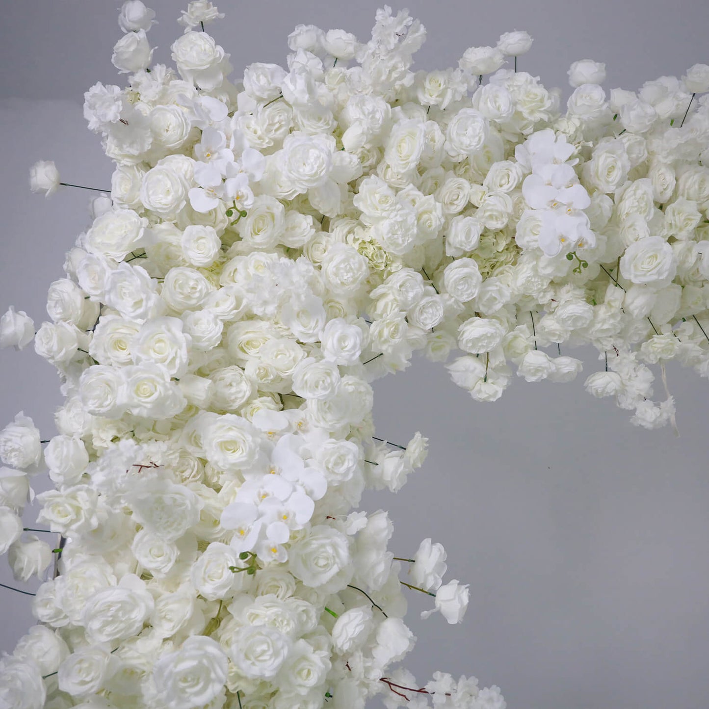 White Fabric Artificial Flower Wall Arch Wedding Birthday Party Decoration-ubackdrop