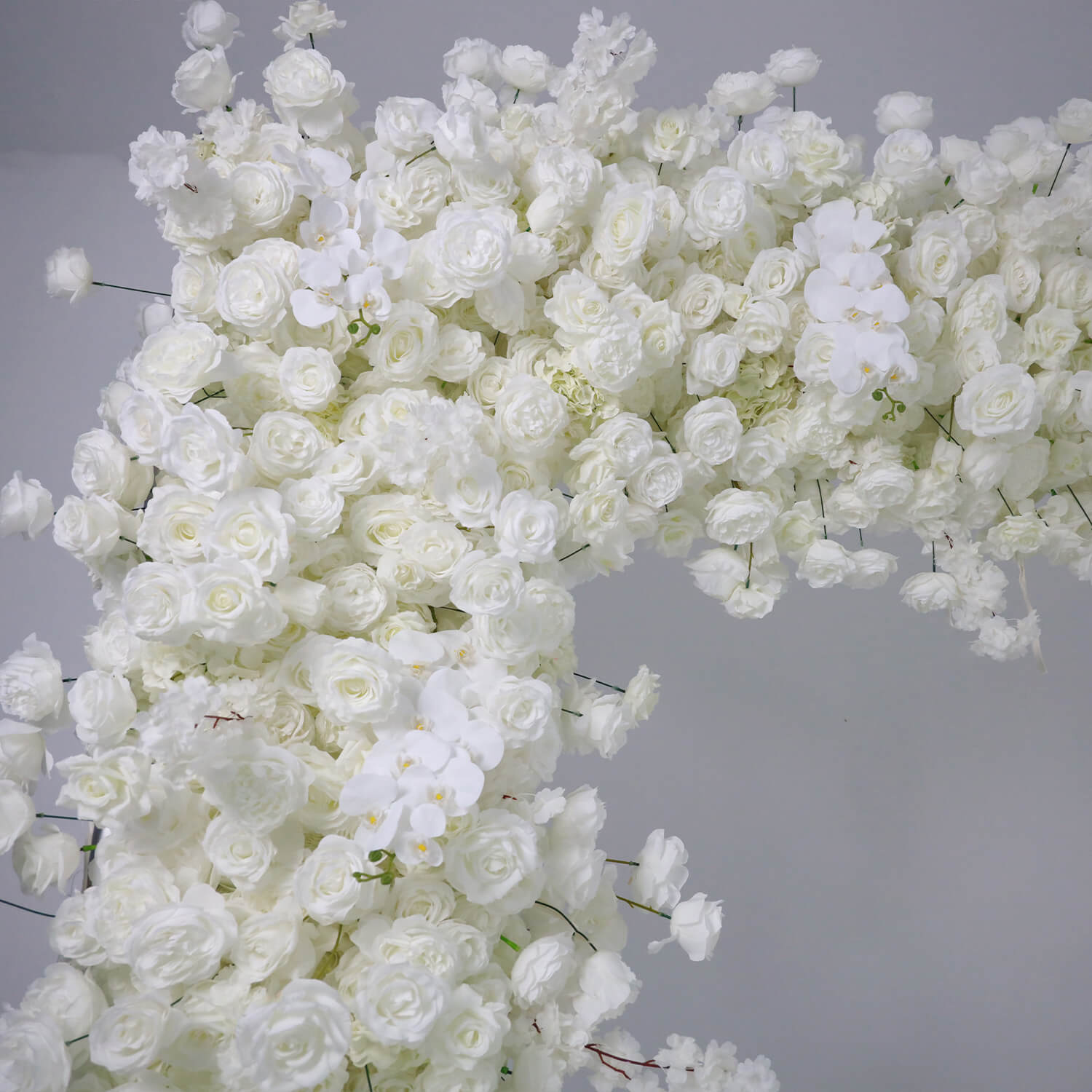 White Fabric Artificial Flower Wall Arch Wedding Birthday Party Decoration-ubackdrop