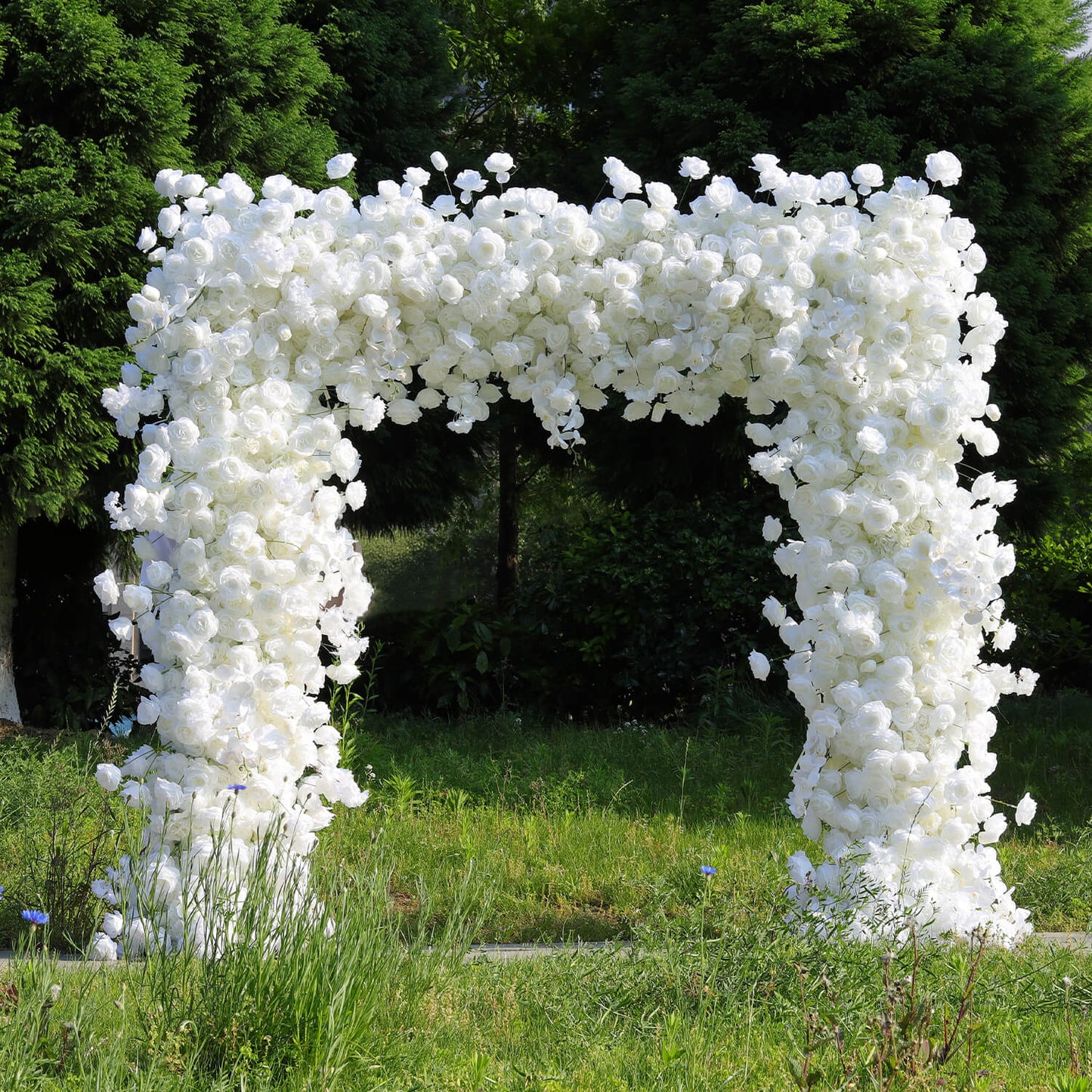 White Fabric Artificial Flower Wall Arch Wedding Birthday Party Decoration-ubackdrop