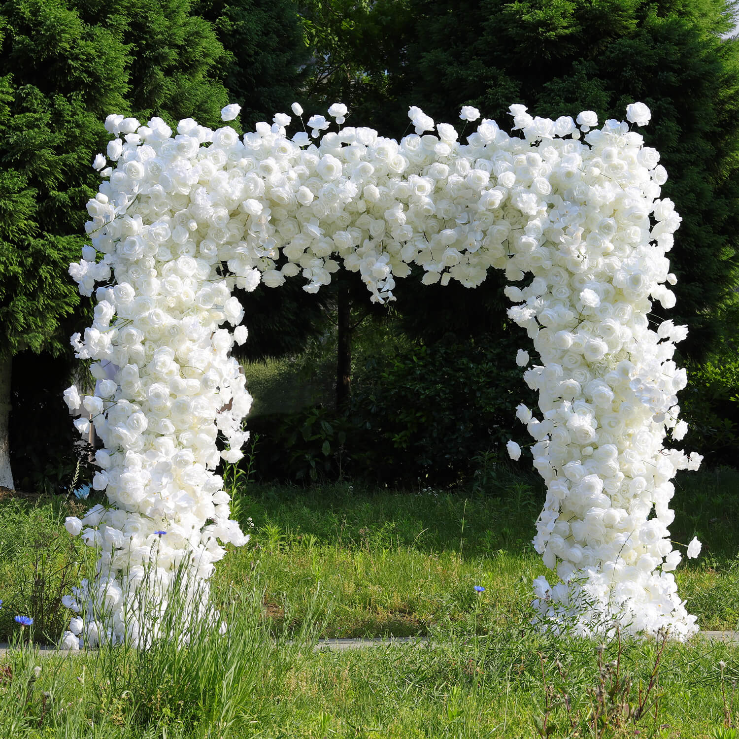 White Fabric Artificial Flower Wall Arch Wedding Birthday Party Decoration-ubackdrop
