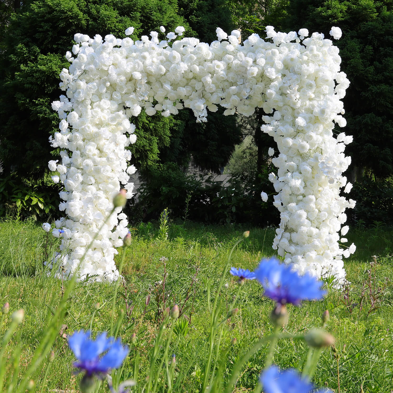 White Fabric Artificial Flower Wall Arch Wedding Birthday Party Decoration-ubackdrop