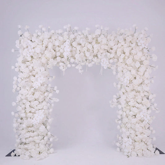 White Fabric Artificial Flower Wall Arch Wedding Birthday Party Decoration