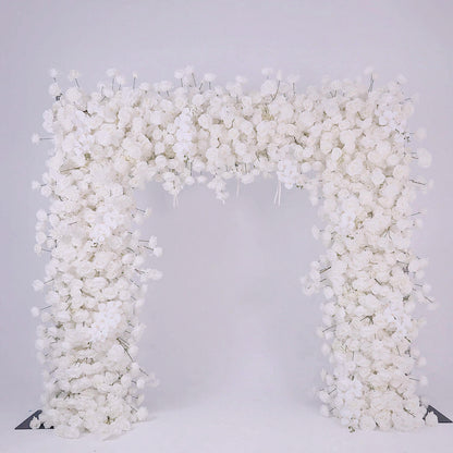 White Fabric Artificial Flower Wall Arch Wedding Birthday Party Decoration-ubackdrop
