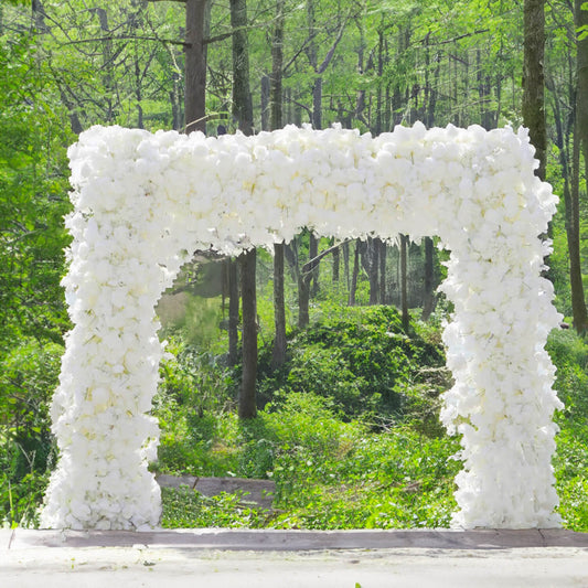 White Fabric Artificial Flower Wall Arch Wedding Birthday Party Decoration-ubackdrop