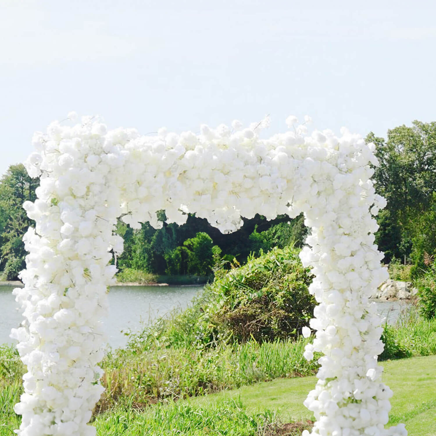White Fabric Artificial Flower Wall Arch Wedding Birthday Party Decoration-ubackdrop