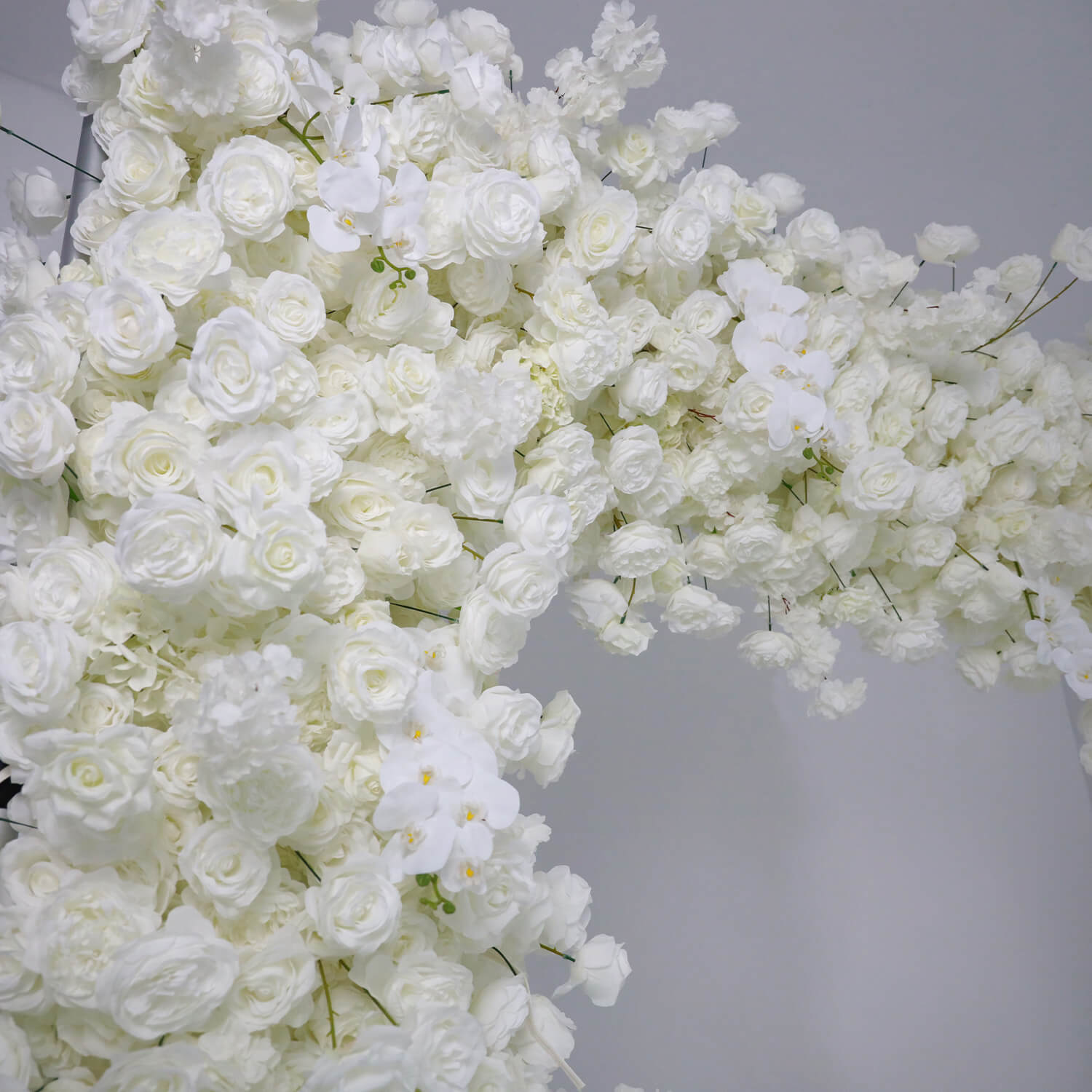 White Fabric Artificial Flower Wall Arch Wedding Birthday Party Decoration-ubackdrop