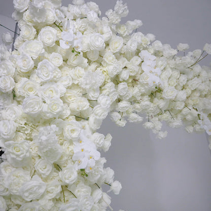 White Fabric Artificial Flower Wall Arch Wedding Birthday Party Decoration-ubackdrop