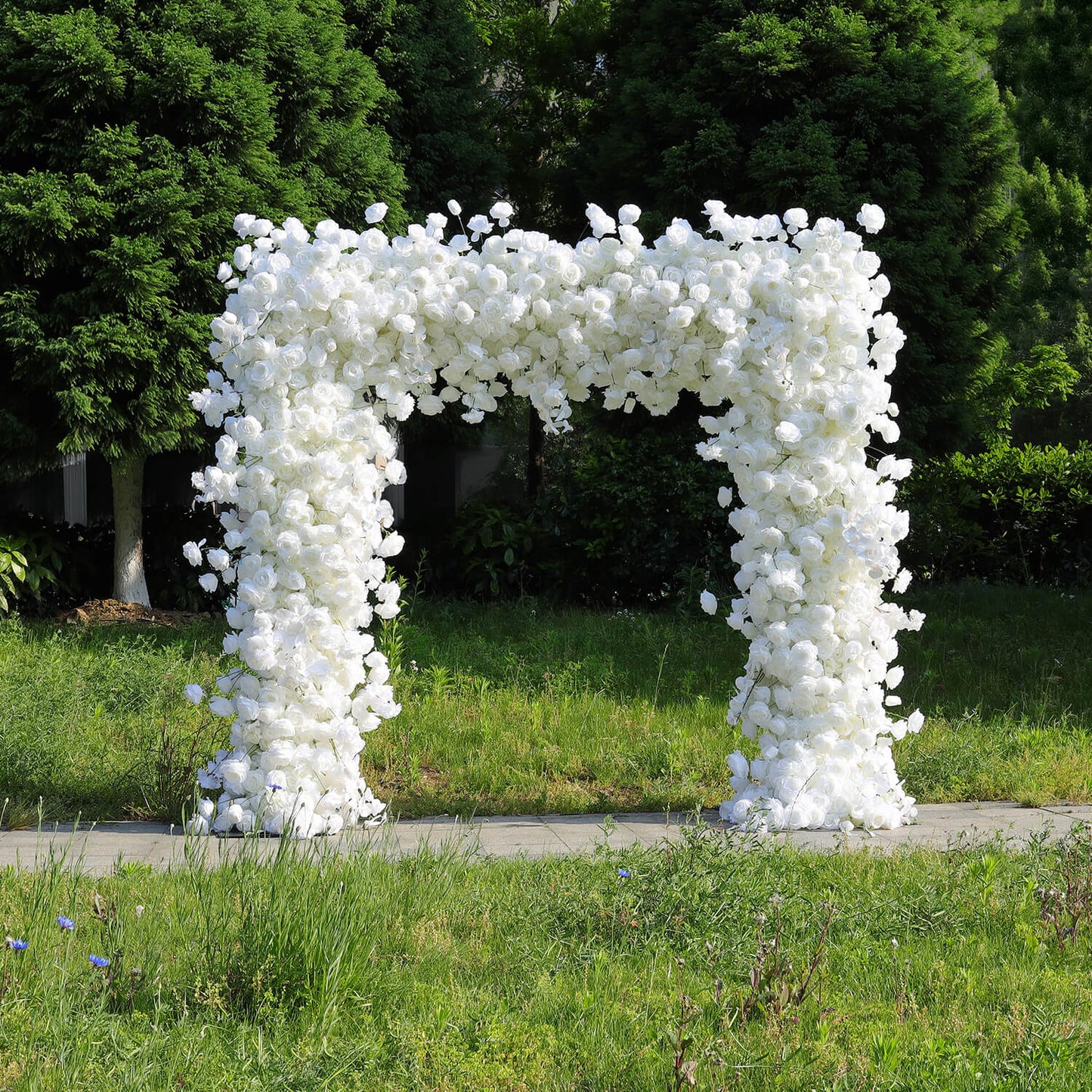 White Fabric Artificial Flower Wall Arch Wedding Birthday Party Decoration-ubackdrop