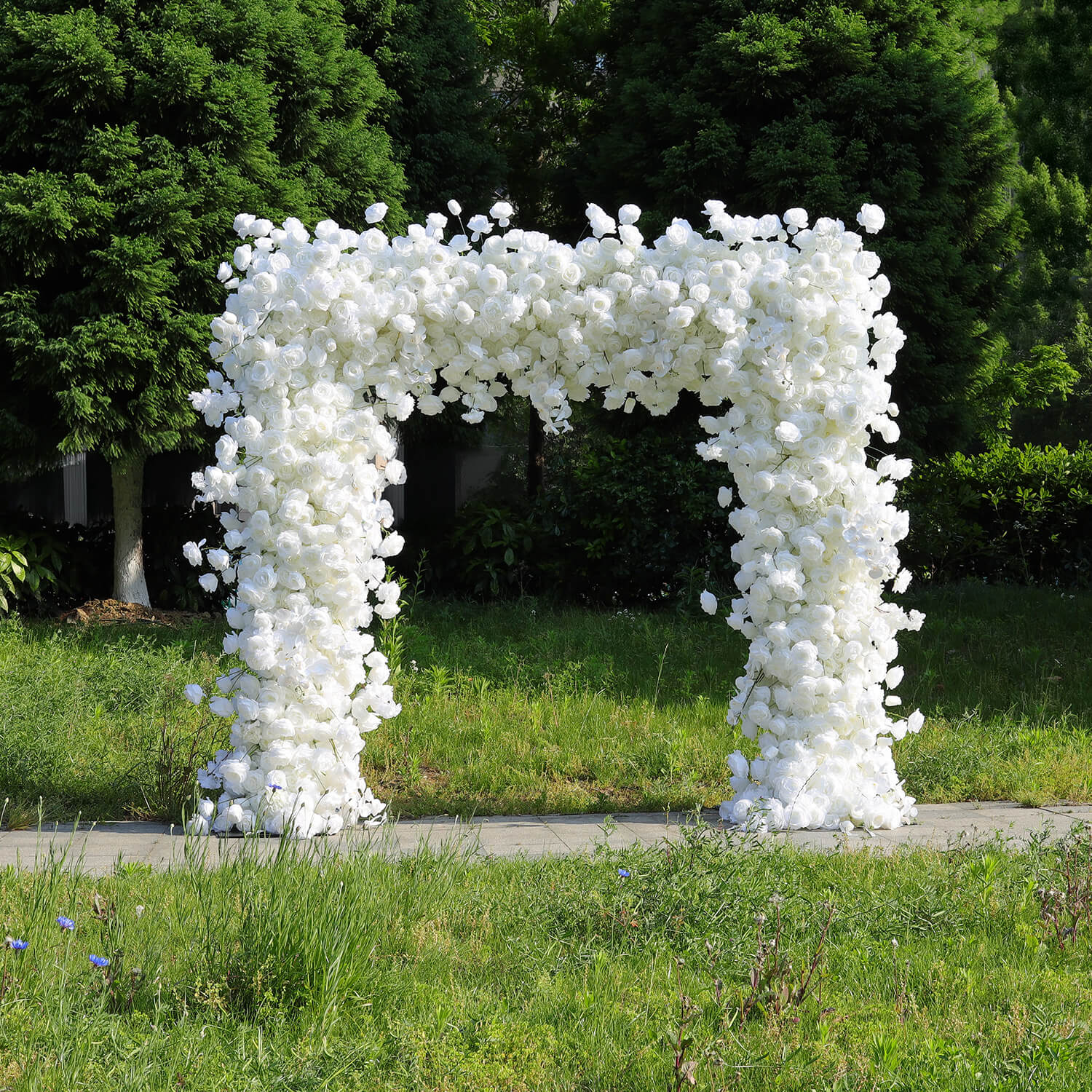 White Fabric Artificial Flower Wall Arch Wedding Birthday Party Decoration-ubackdrop