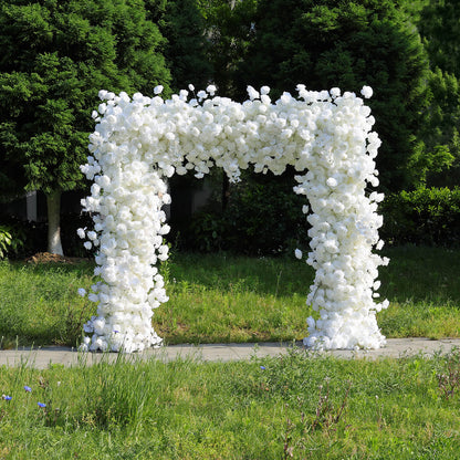 White Fabric Artificial Flower Wall Arch Wedding Birthday Party Decoration-ubackdrop