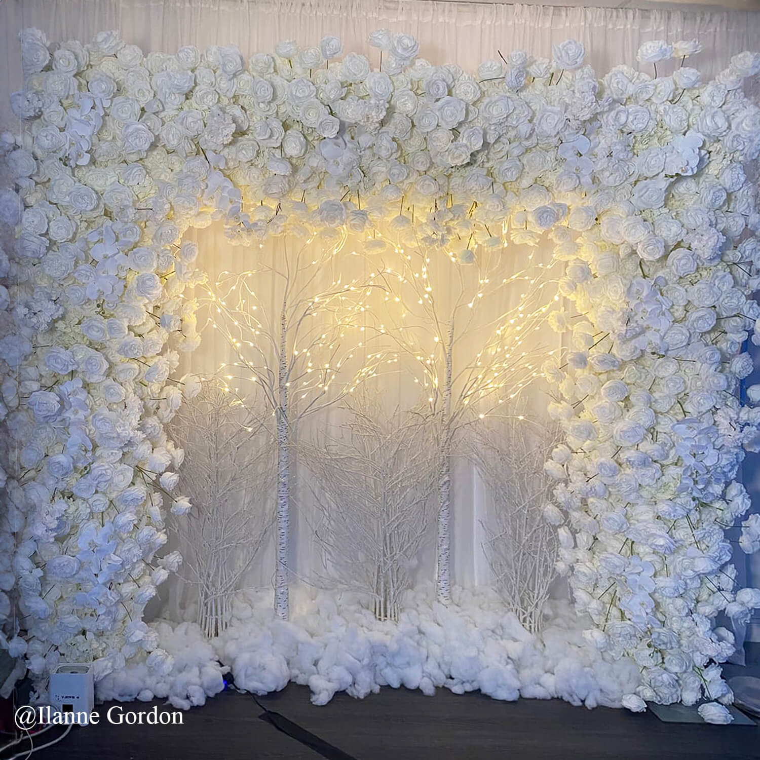White Fabric Artificial Flower Wall Arch Wedding Birthday Party Decoration-ubackdrop