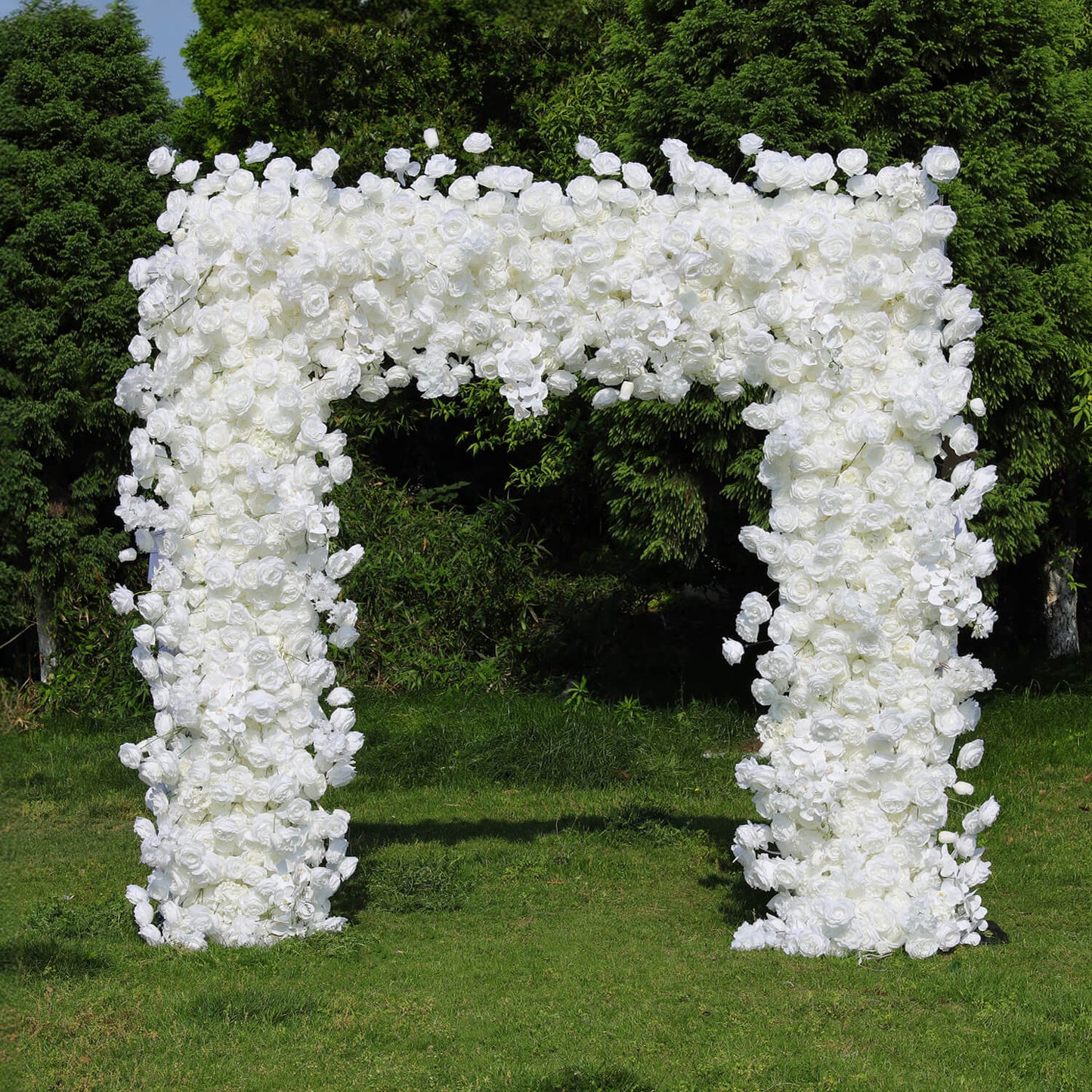 White Fabric Artificial Flower Wall Arch Wedding Birthday Party Decoration-ubackdrop
