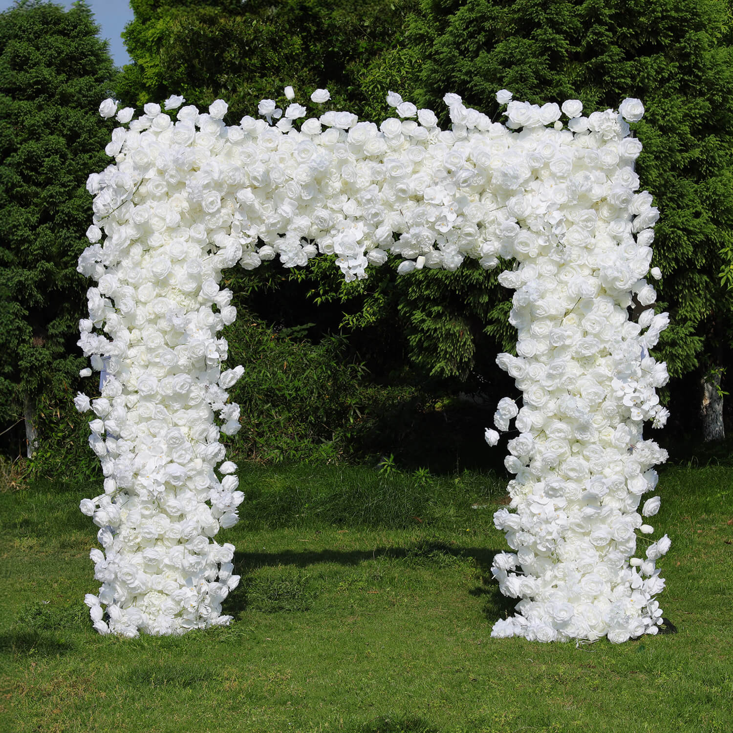 White Fabric Artificial Flower Wall Arch Wedding Birthday Party Decoration-ubackdrop
