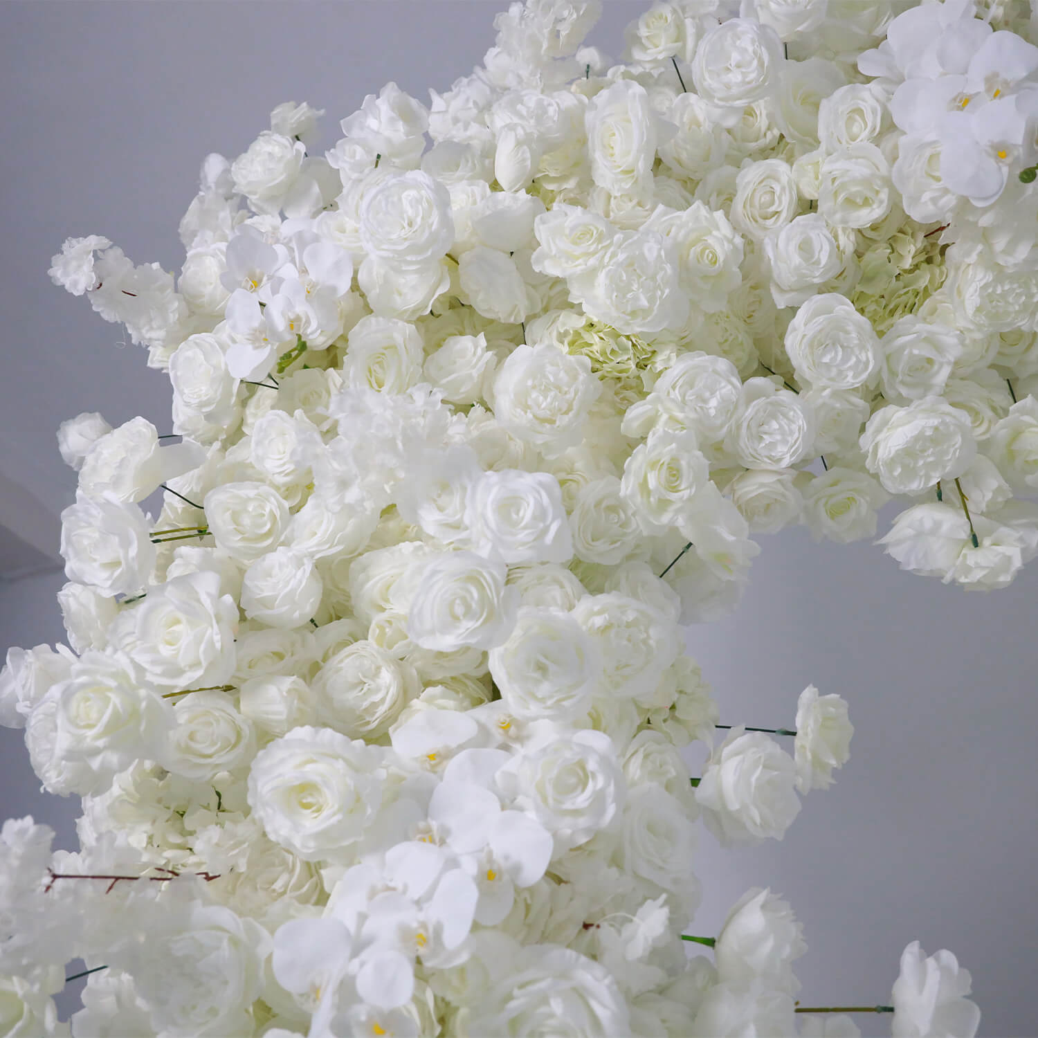 White Fabric Artificial Flower Wall Arch Wedding Birthday Party Decoration-ubackdrop
