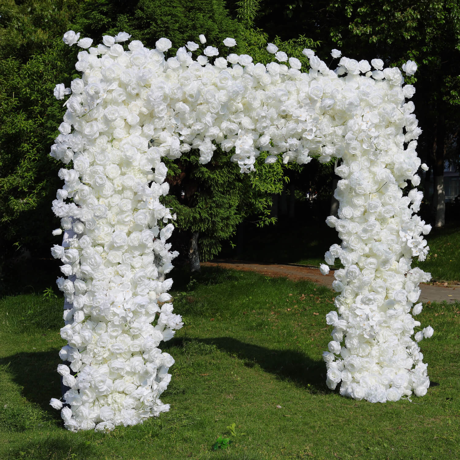 White Fabric Artificial Flower Wall Arch Wedding Birthday Party Decoration-ubackdrop