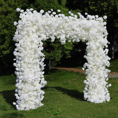 White Fabric Artificial Flower Wall Arch Wedding Birthday Party Decoration-ubackdrop