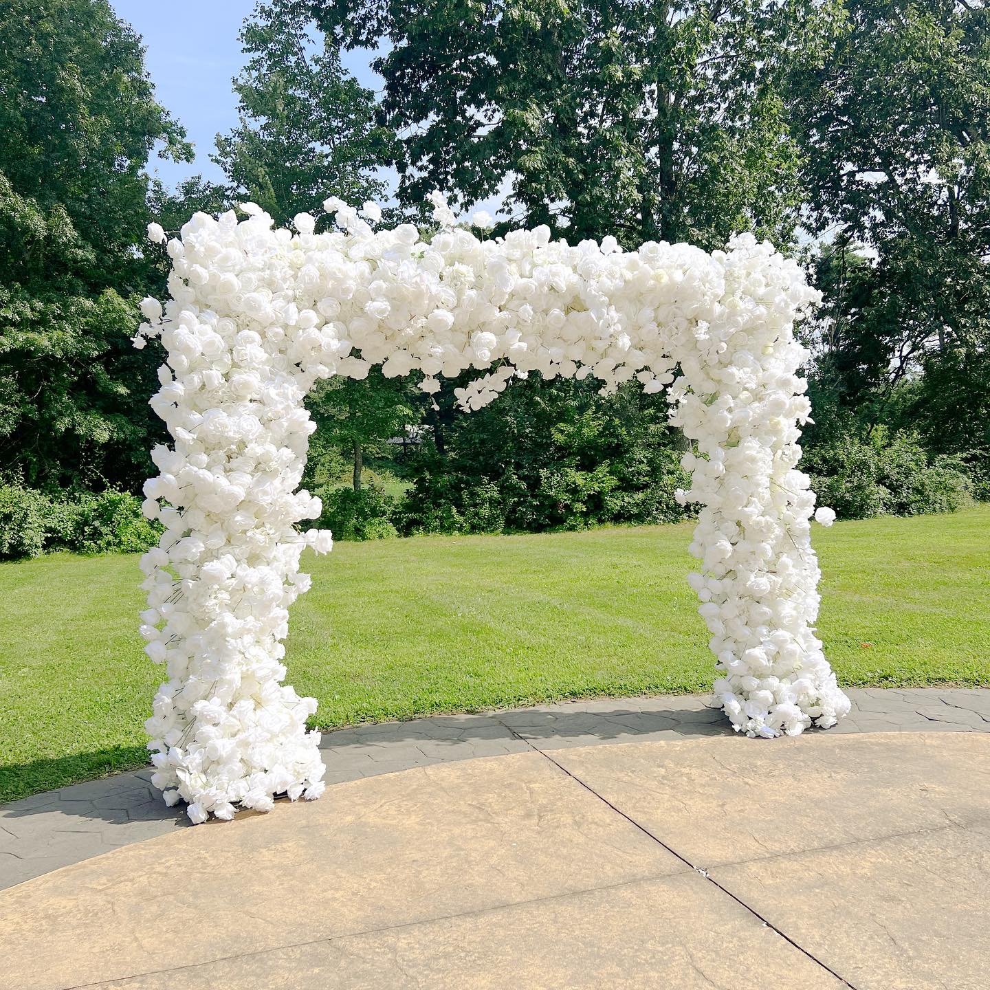 White Fabric Artificial Flower Wall Arch Wedding Birthday Party Decoration-ubackdrop