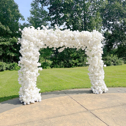 White Fabric Artificial Flower Wall Arch Wedding Birthday Party Decoration-ubackdrop