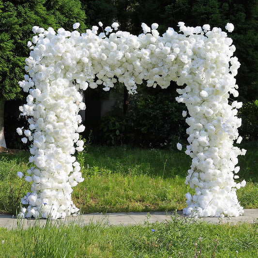 White Fabric Artificial Flower Wall Arch Wedding Birthday Party Decoration-ubackdrop