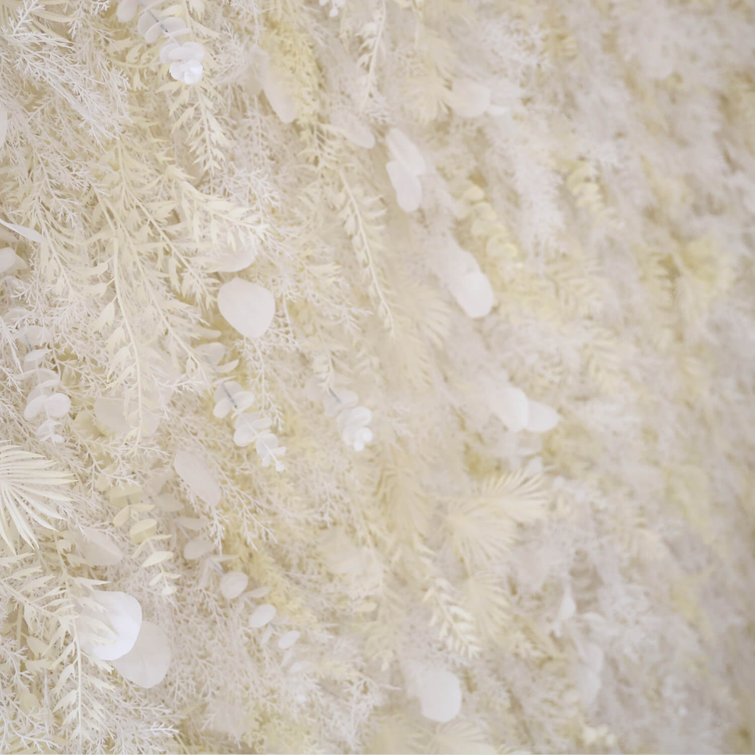 Cream White Misty Smog Pampas Flower Wall For Wedding Arrangement Event Decor-ubackdrop