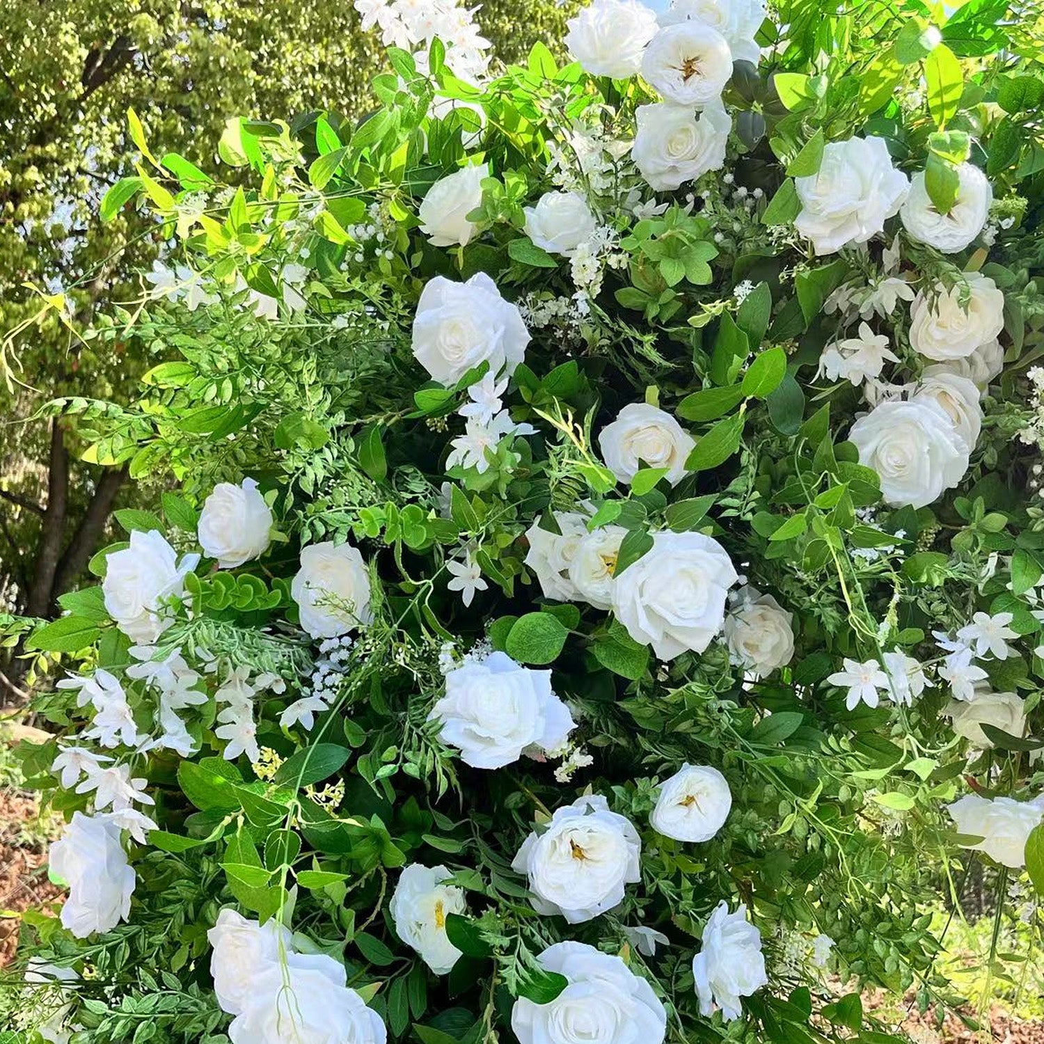 Green White Roses Fabric Artificial Flower Wall Arch Wedding Party Decoration-ubackdrop