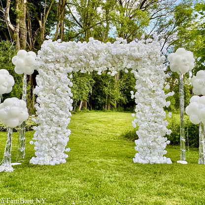 White Fabric Artificial Flower Wall Arch Wedding Birthday Party Decoration-ubackdrop