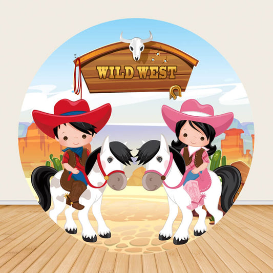 Wild West Cowboy Theme Kids Birthday Backdrop-ubackdrop