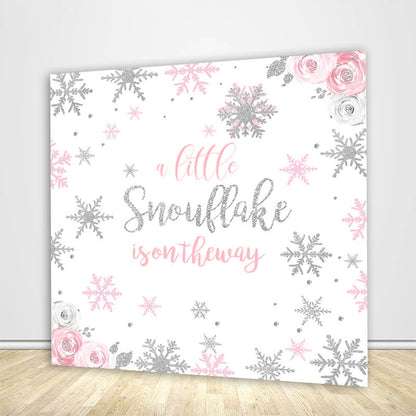 Winter A Little Snowflake Is On The Way Baby Shower Backdrop Decoration-ubackdrop