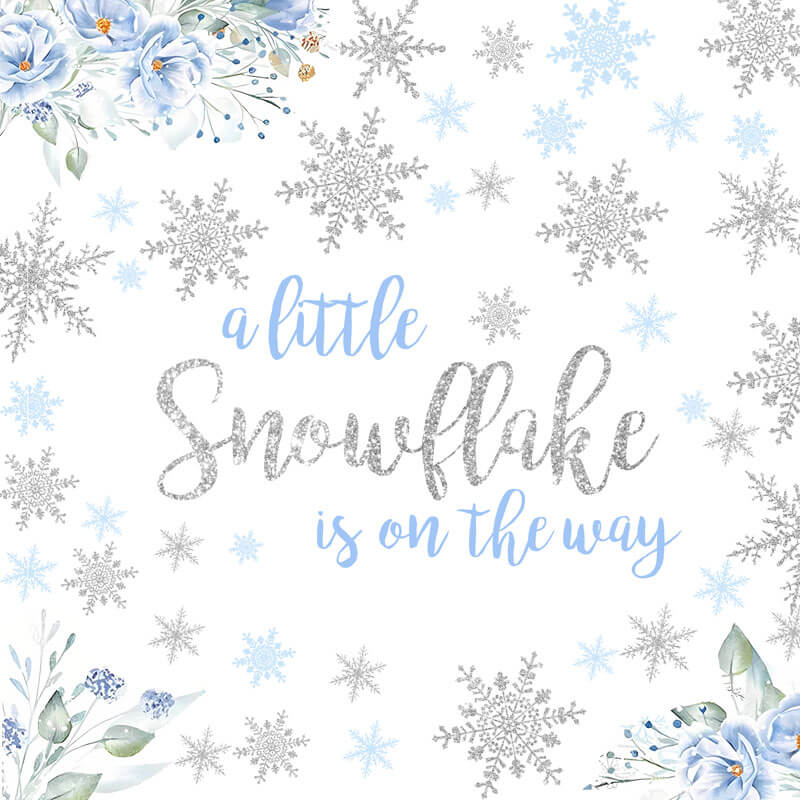 Winter A Little Snowflake Is On The Way Birthday Party Backdrop-ubackdrop