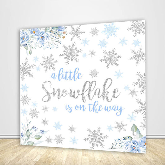 Winter A Little Snowflake Is On The Way Birthday Party Backdrop-ubackdrop