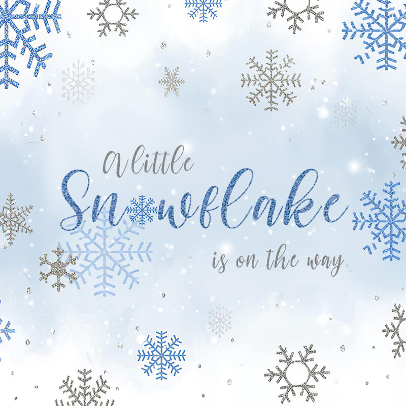 Winter A Little Snowflake Is On The Way Boys Baby Shower Backdrop-ubackdrop