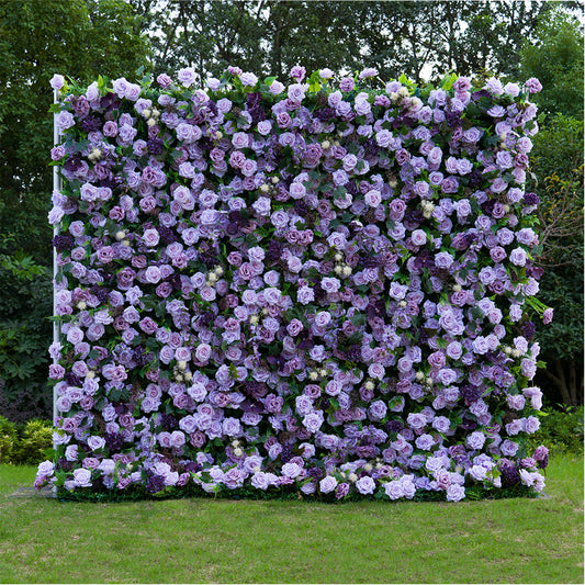 5D Purple Rose Flower Backdrop Rolling Up Curtain for Wedding Event Party Decor
