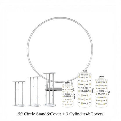 5ft Circle Stand + Circle Cover + 3 Cylinders + 3 Cylinders Covers-ubackdrop