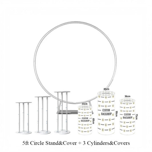 5ft Circle Stand + Circle Cover + 3 Cylinders + 3 Cylinders Covers-ubackdrop