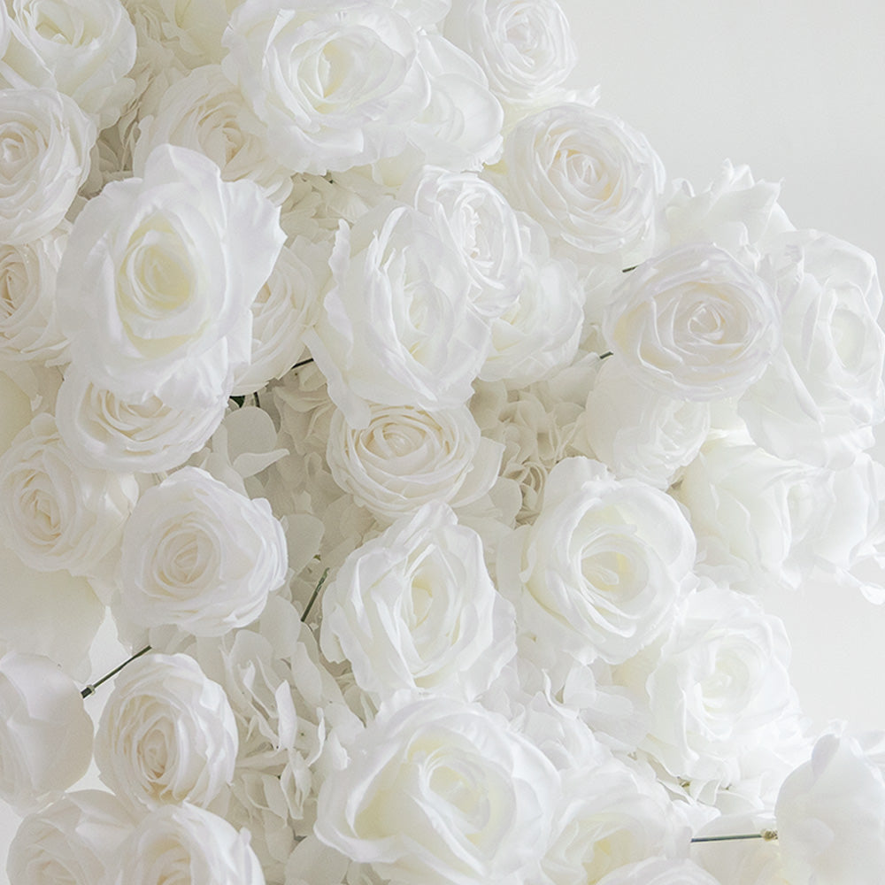 8ft White Rose Flower Wall Romantic Atmosphere Heart Shaped Wedding Decoration Indoor-ubackdrop
