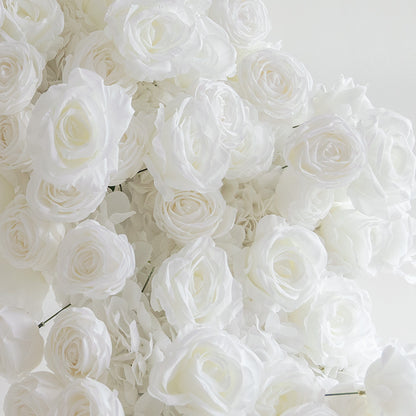 8ft White Rose Flower Wall Romantic Atmosphere Heart Shaped Wedding Decoration Indoor-ubackdrop