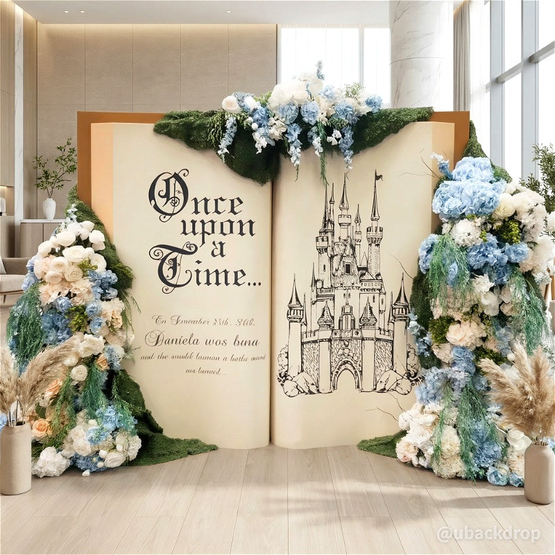 8x8ft Open Book-Shaped Frame Stand For Baby Shower And Graduation Party-ubackdrop