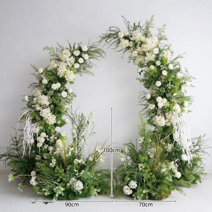 6+7FT Flower Arch Green White Flower Backdrop for Wedding Proposal Party Decor