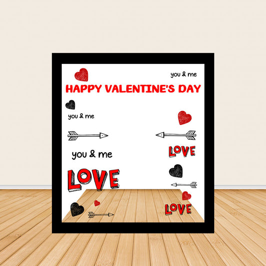 6.5x7.5ft Retro Newspaper Valentine's Heart Photo Booth Party Photo Box-ubackdrop