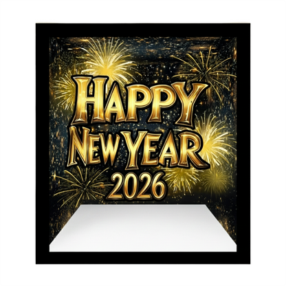 6.5x7.5ft Happy New Year Photo Booth Golden Fireworks in the Night Box-ubackdrop