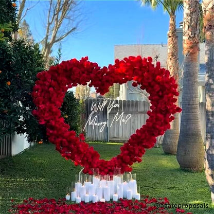 8ft Romantic Atmosphere Heart Shaped Red Rose Flower Wall Wedding Decoration Indoor