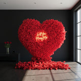 8x8ft 3D Handmade Red Full Heart Tulle Backdrop For Wedding & Valentines
