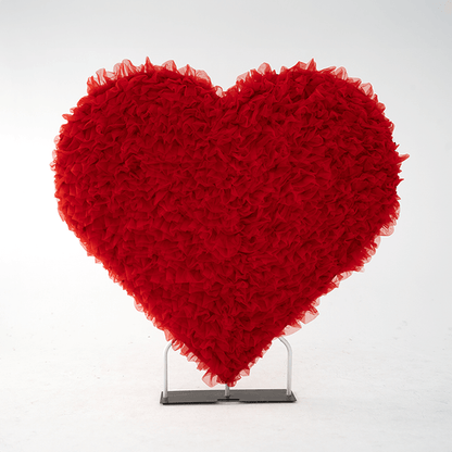 8x8ft 3D Handmade Red Full Heart Tulle Backdrop For Wedding & Valentines-ubackdrop