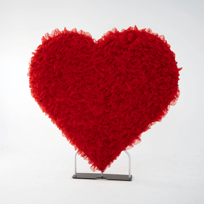 8x8ft 3D Handmade Red Full Heart Tulle Backdrop For Wedding & Valentines-ubackdrop