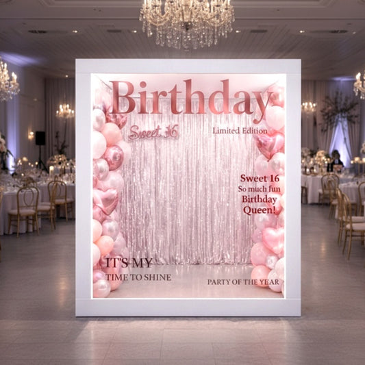 6.5x7.5ft Pink Sweet 16 Birthday Magazine Cover Photo Booth Prop Party Photo Box-ubackdrop