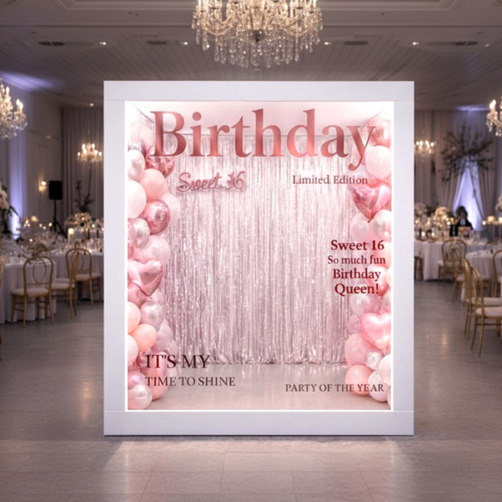 6.5x7.5ft Pink Sweet 16 Magazine Photo Booth Box for Birthday Party ...