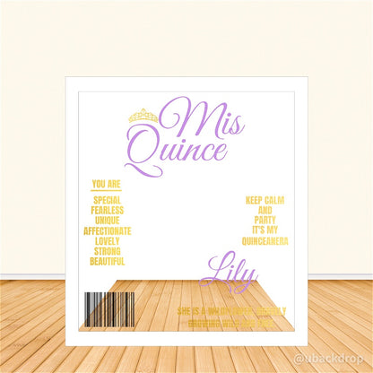 6.5x7.5ft Purple and Gold Mis Quince Magazine Cover Photo Booth Party Photo Box-ubackdrop