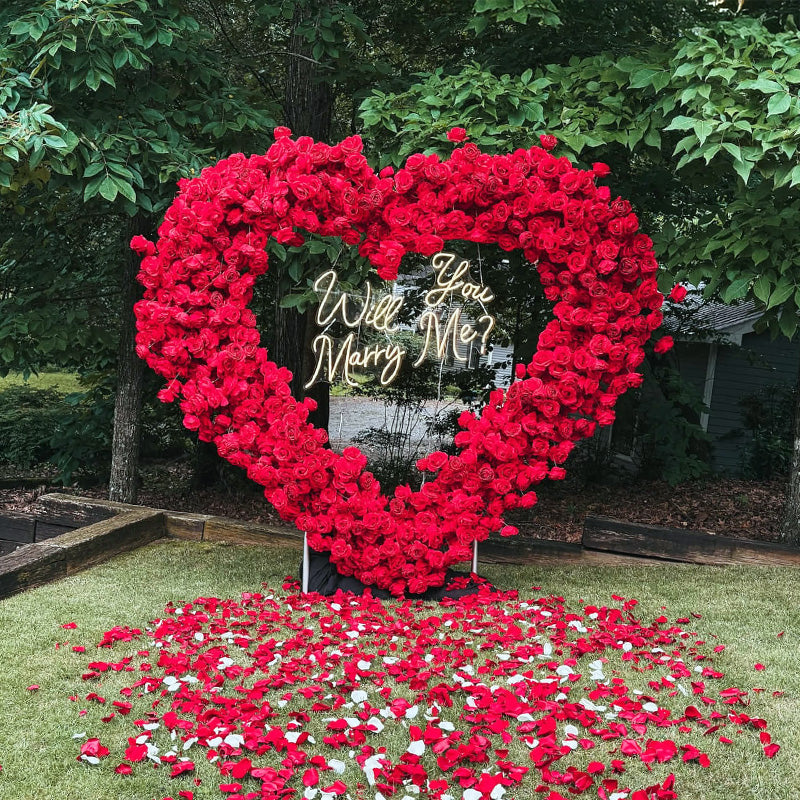 8ft Party & Hoop Balloon Double Layer Heart Shape Loop Flower Arch Photo Booth Backdrop Stand Heart Backdrop-ubackdrop